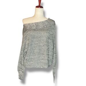 Free People Black & White Marled Off Shoulder Boatneck Sweater Size XSmall